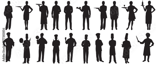 silhouette of professional chef isolated on a white background