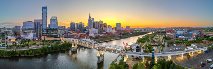 Nashville, Tennessee, USA skyline over the Cumberland River