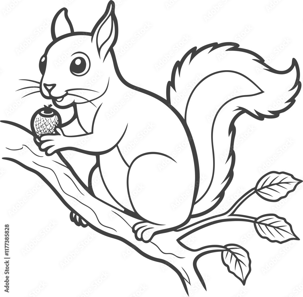 Naklejka premium Easy Squirrel Drawing for Children