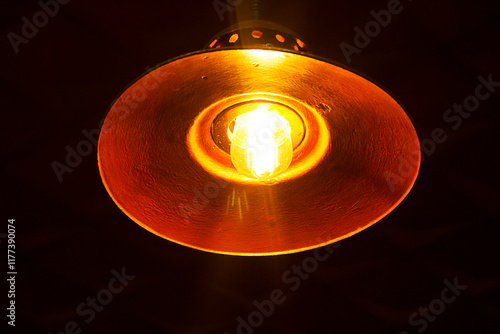 Closeup retro style lamp,loft style,space for text.