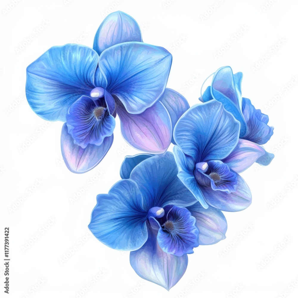 Fototapeta premium close up of blue orchid flowers on white background