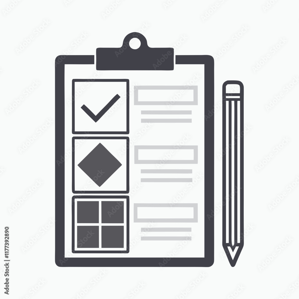 Minimalist Checklist Clipboard Vector Design. Minimalist Checklist Clipboard Vector Design.