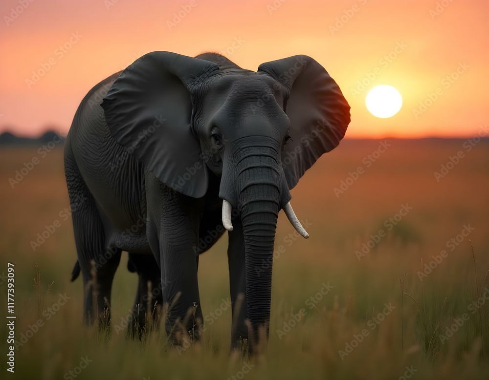 Obraz premium elephant at sunset