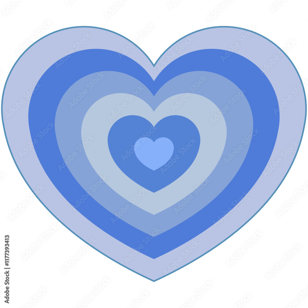 Blue heart layers, visually appealing digital illustration with concentric heart shapes in varying shades of blue creating depth and visual interest. Blue heart layers, visually appealing digital illustration with concentric heart shapes in varying shades of blue creating depth and visual interest.