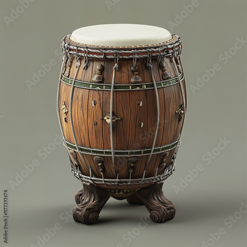 Detailed 3D Illustration of a Traditional Drum photo