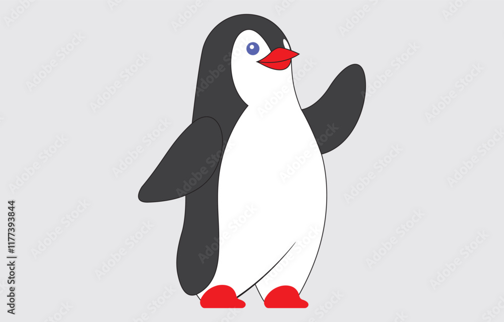 Fototapeta premium Cartoon Penguin illustration vector art on white background
