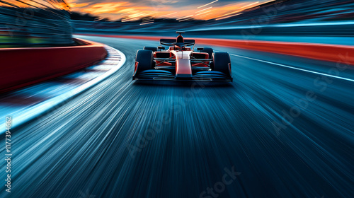 Formula 1 Racing Car: Speed, Power, and Motion Blur on the Track photo