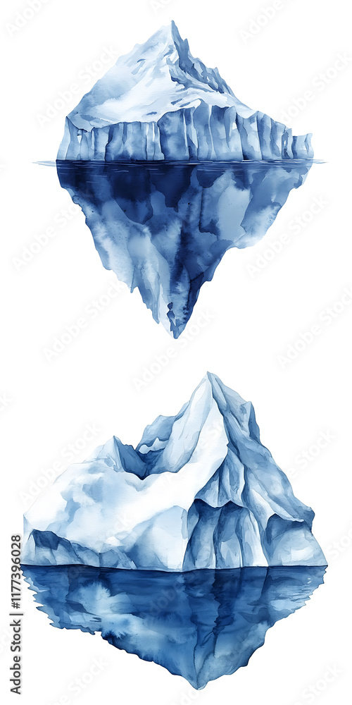 Obraz premium Floating iceberg exhibition arctic ocean digital art calm waters aerial view climate change awareness