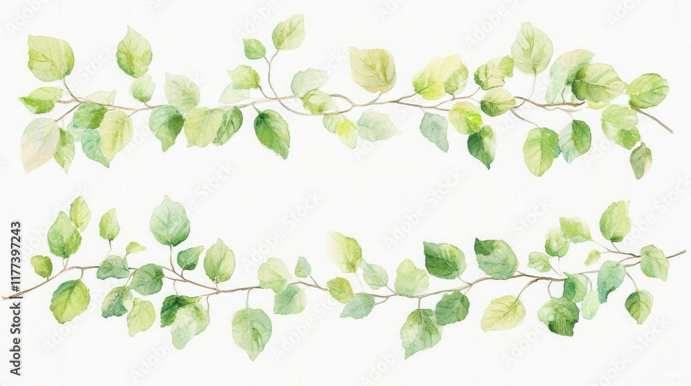 watercolor leaves on branches