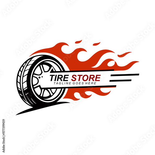 Fire wheels logo concept vector Speed logo with fire and wheel