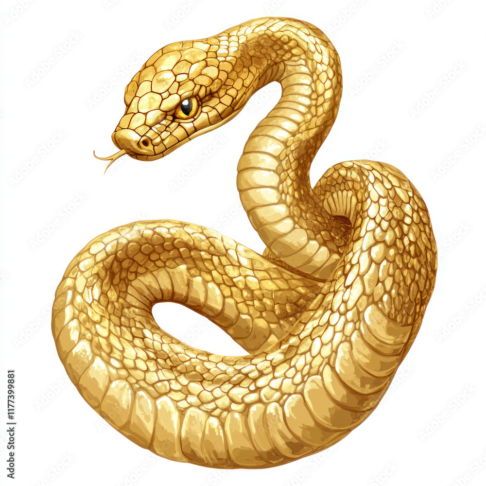 Fototapeta premium golden snake on white background