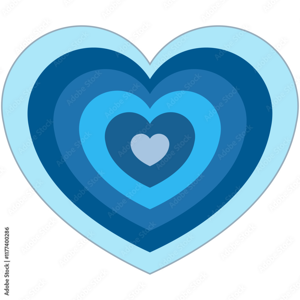 Abstract blue heart design. Concentric circles create layered effect, symbolizing love and connection. Abstract blue heart design. Concentric circles create layered effect, symbolizing love and connection.