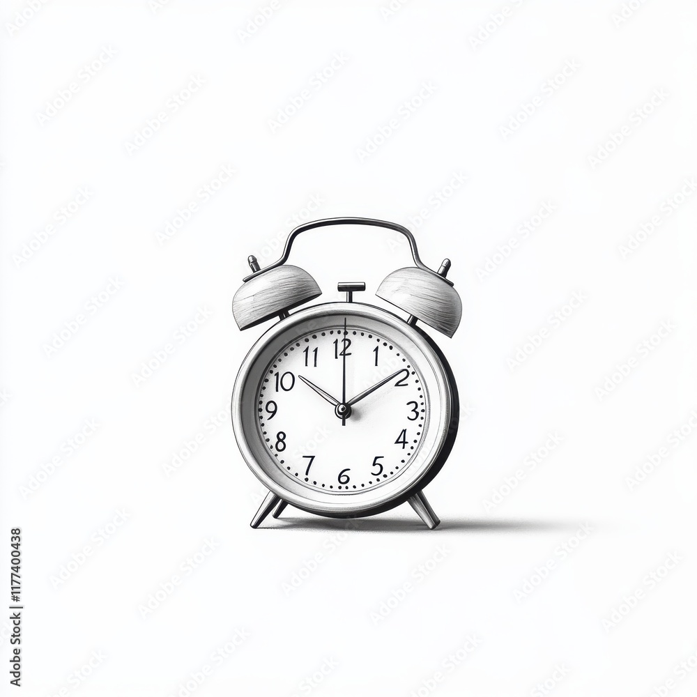 Classic alarm clock with twin bells indicating morning time Classic alarm clock with twin bells indicating morning time