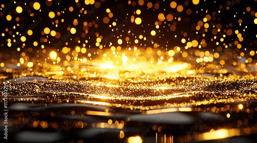 Shimmering gold bokeh lights over a rough, distressed dark surface, evoking luxury amidst chaos, Golden light, grunge surface, luxury contrast Shimmering gold bokeh lights over a rough, distressed dark surface, evoking luxury amidst chaos, Golden light, grunge surface, luxury contrast