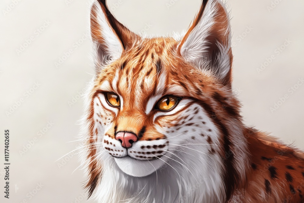 Fototapeta premium digital painting of a lynx looking to the side
