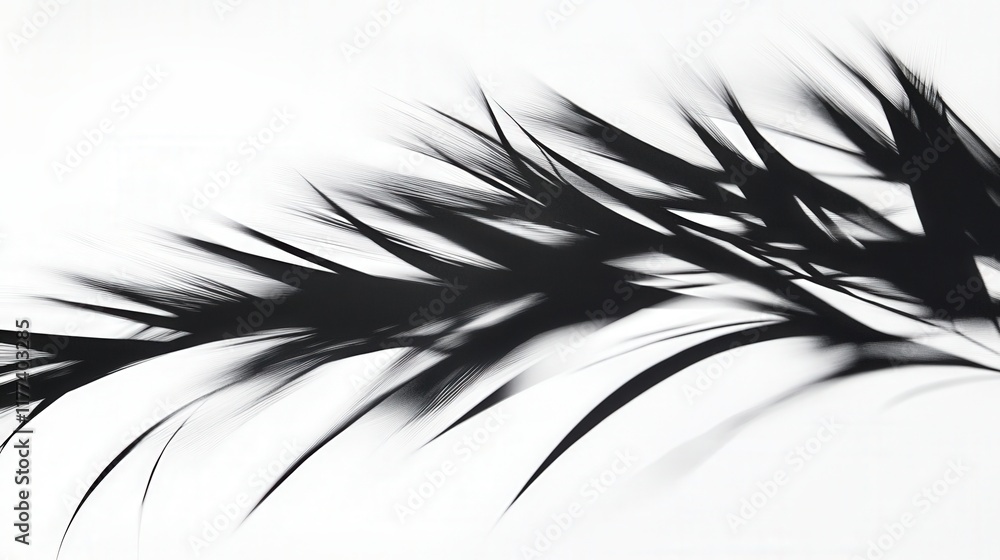 Fototapeta premium black spiky plant silhouettes on white background