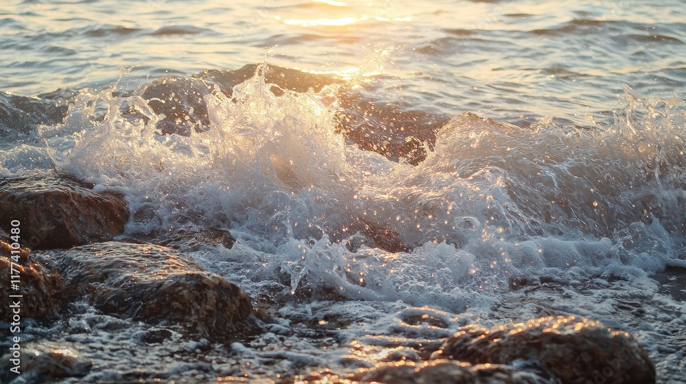 Obraz premium Ocean waves on stones. Selective focus