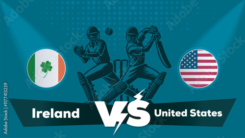 Ireland VS United States , United States vs Ireland cricket match , Cricket match concept with creative illustration.eps