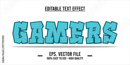 typography GAMERS word art illustration, editable text effect