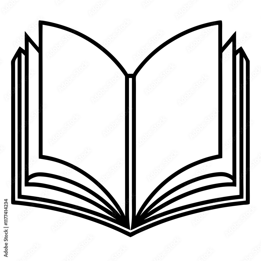 Stylized Open Book Design for Line Art Illustrations Stylized Open Book Design for Line Art Illustrations