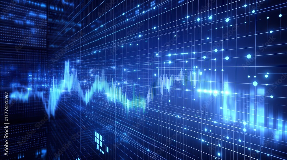 Abstract Digital Graph with Glowing Blue Light and Data Patterns Abstract Digital Graph with Glowing Blue Light and Data Patterns