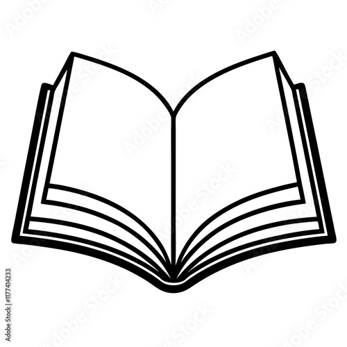 Stylized Open Book Design for Line Art Illustrations