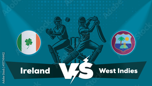 Ireland VS West Indies Match , West Indies Vs Ireland cricket match , Cricket match concept with creative illustration.eps