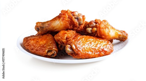 A plate of spicy chicken wings ready for serving.