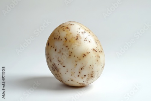 A single speckled egg on a white background photo