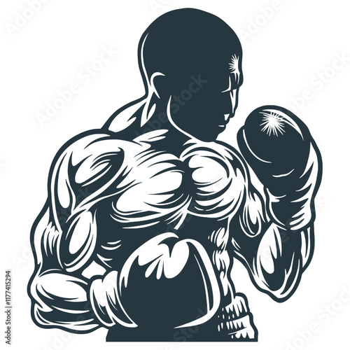 Art & Illustration boxing man silhouette martial art vector drawing