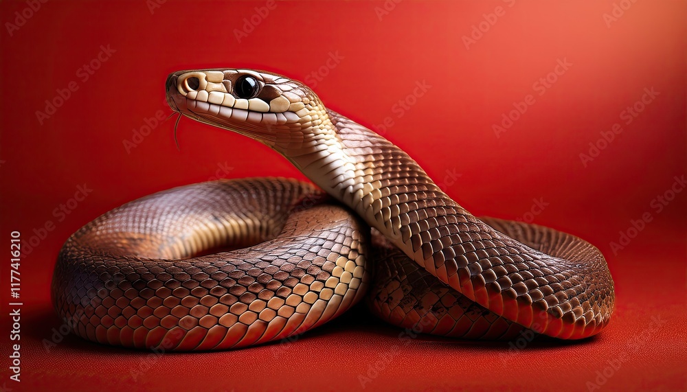 Close up of a snake on a red background Close up of a snake on a red background