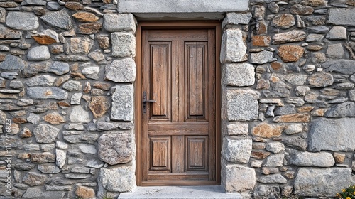 Stone facade at a house entrance.