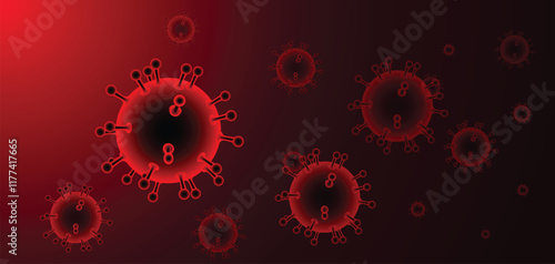 HMPV virus outbreak, virus floating in a cellular environment vector background