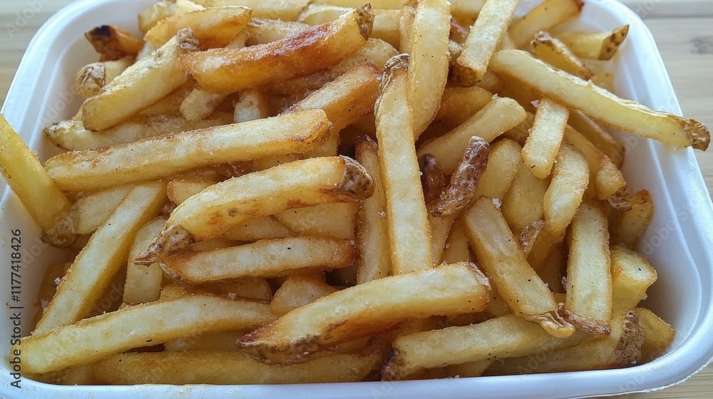 french fries in a white container french fries in a white container