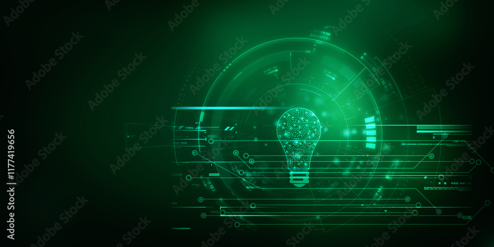 Obraz premium 2d illustration bulb future technology, innovation background, creative idea concept 