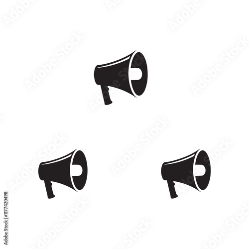 megaphone audio loudspeaker public announcement icon silhouette vector flat design elements collection set