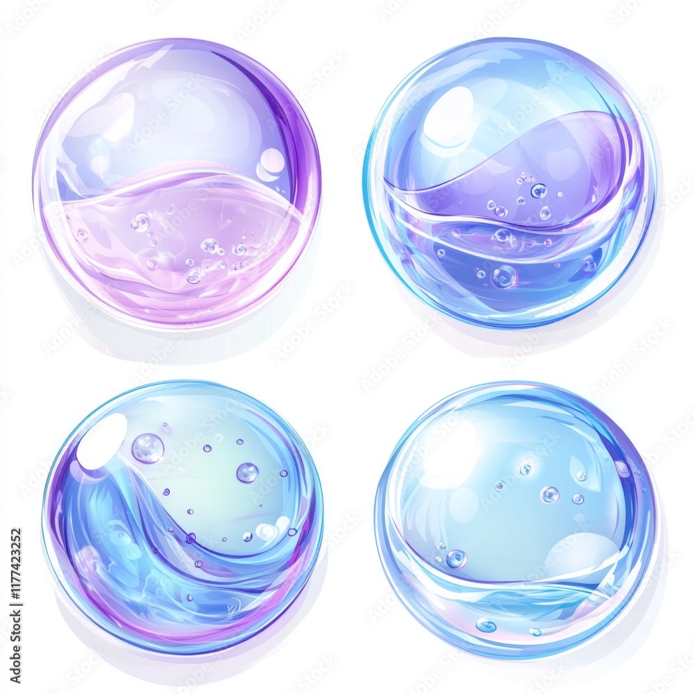 Vector Graphics of Diverse Blue Purple Bubbles on Transparent PNG. Separate Elements for Flexible Design Use Vector Graphics of Diverse Blue Purple Bubbles on Transparent PNG. Separate Elements for Flexible Design Use
