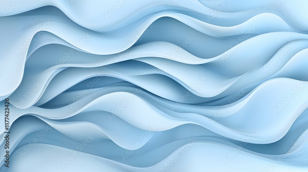 Fototapeta premium Abstract light blue wavy background, seamless pattern, flowing texture for design.