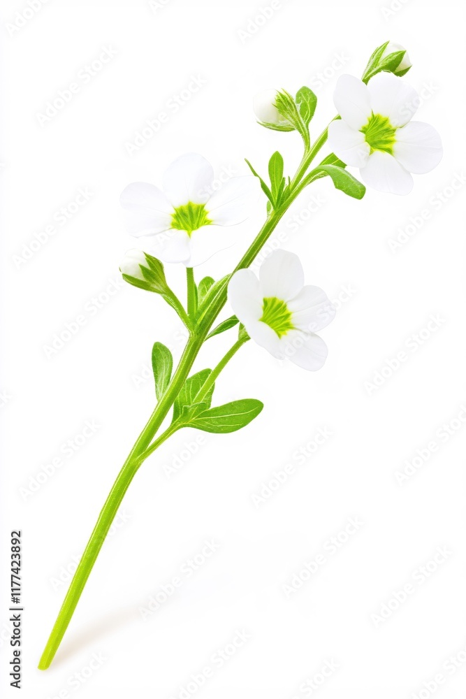 Naklejka premium Delicate White Flower Stem Isolated on Clean Background Perfect for Minimalistic Design