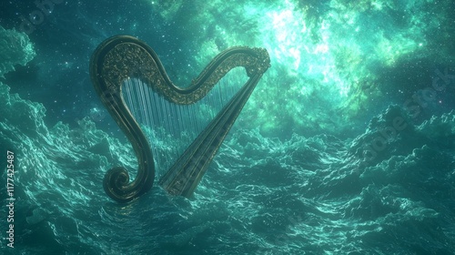 Ethereal Aquarius Zodiac Harp: Celestial Music in the Stars photo