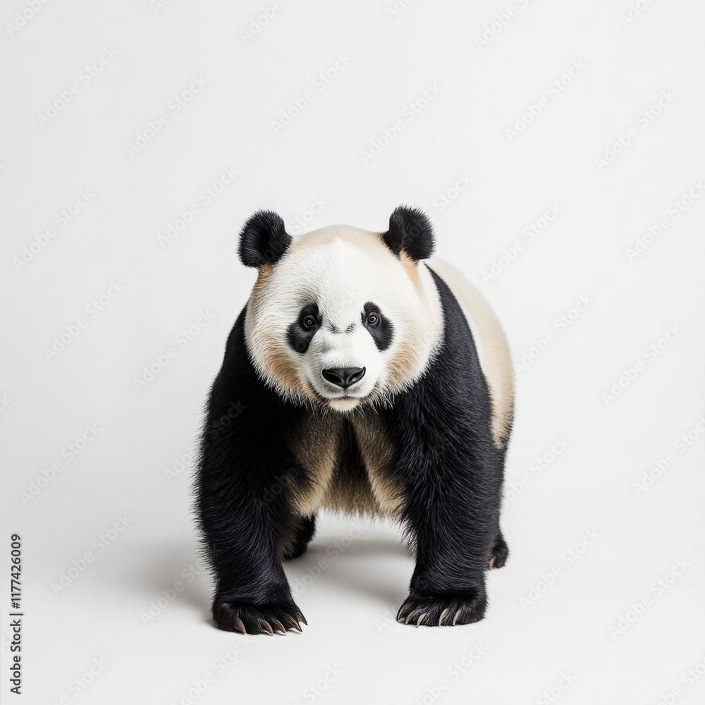Obraz premium a panda stands on a white background