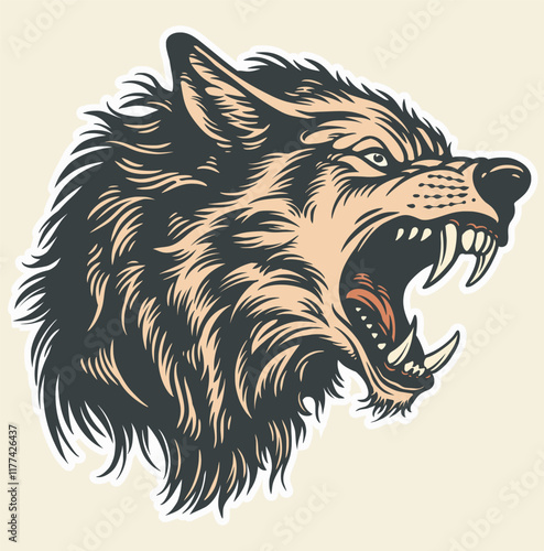 art illustration drawing wolf head roar wild drawing vector
