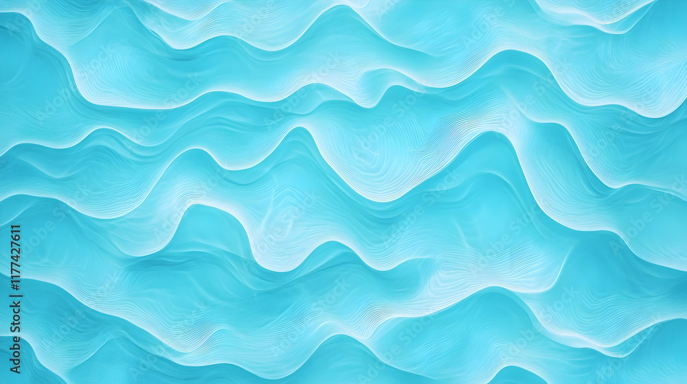 Fototapeta premium Abstract turquoise wavy background texture, ocean-like pattern, for website design or presentation.