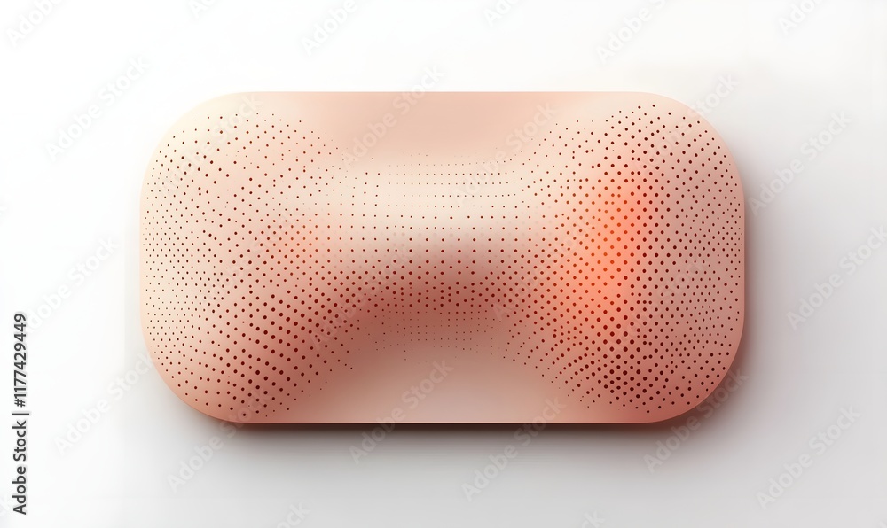 Abstract peach-toned object with dotted texture and curved design. Abstract peach-toned object with dotted texture and curved design.