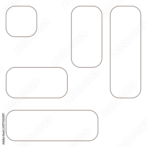 Simple rounded corners rectangles icons set - can be used as buttons, flame.Rounded corner radius 150.