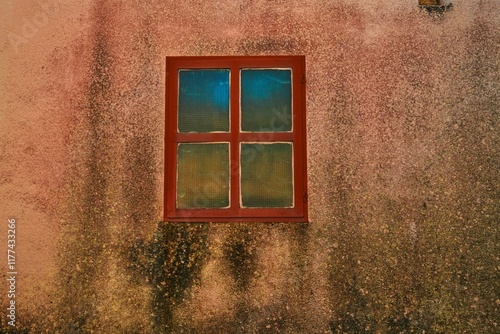 A strange old poor red window