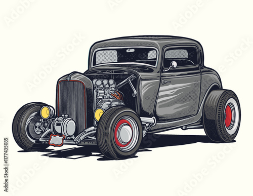 art illustration drawing classic car retro vintage vector graphic