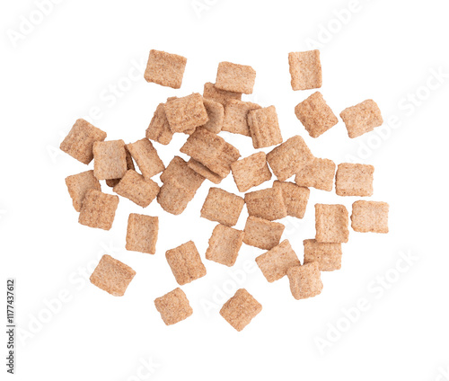 pile of crunchy granola, cinnamon toast crunch isolated on white background