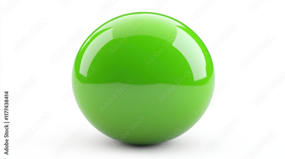 Green Glossy Sphere on White Background Green Glossy Sphere on White Background