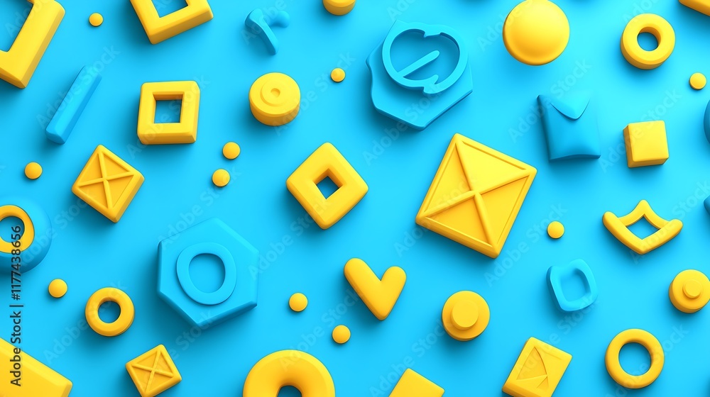 Abstract Blue Yellow Shapes Background Design Abstract Blue Yellow Shapes Background Design